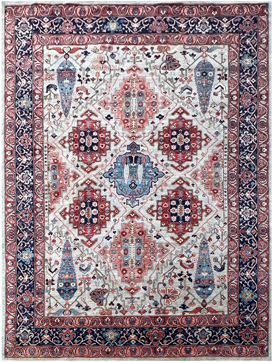 Vintage Hand-Knotted Heriz Serapi Rug - Lavender, a touch of timeless sophistication.