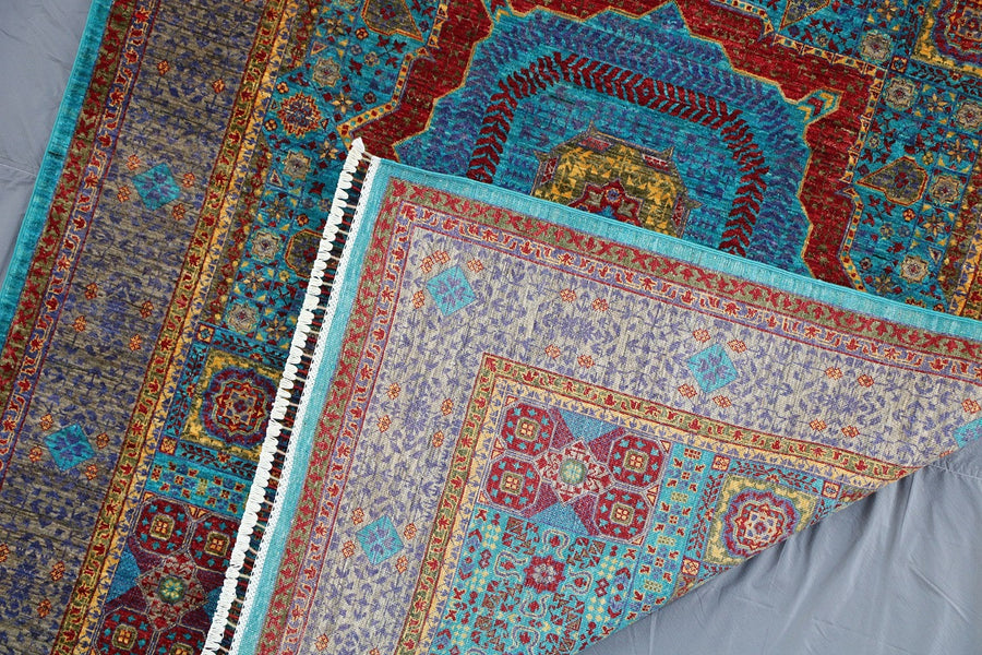 Explore the historical richness of Auburn Handcrafted Vintage Mamluk Rug, an elegant piece for your decor.