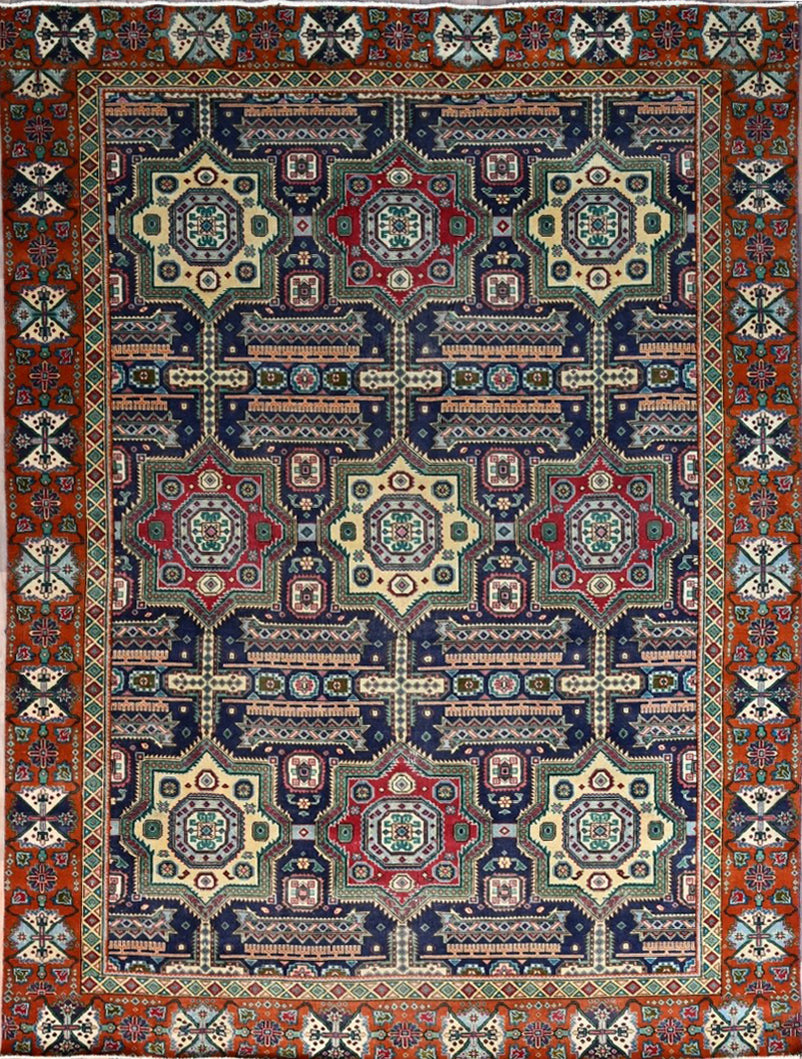 9x12 ft Hand-Knotted Vintage Wool Rug Gosport