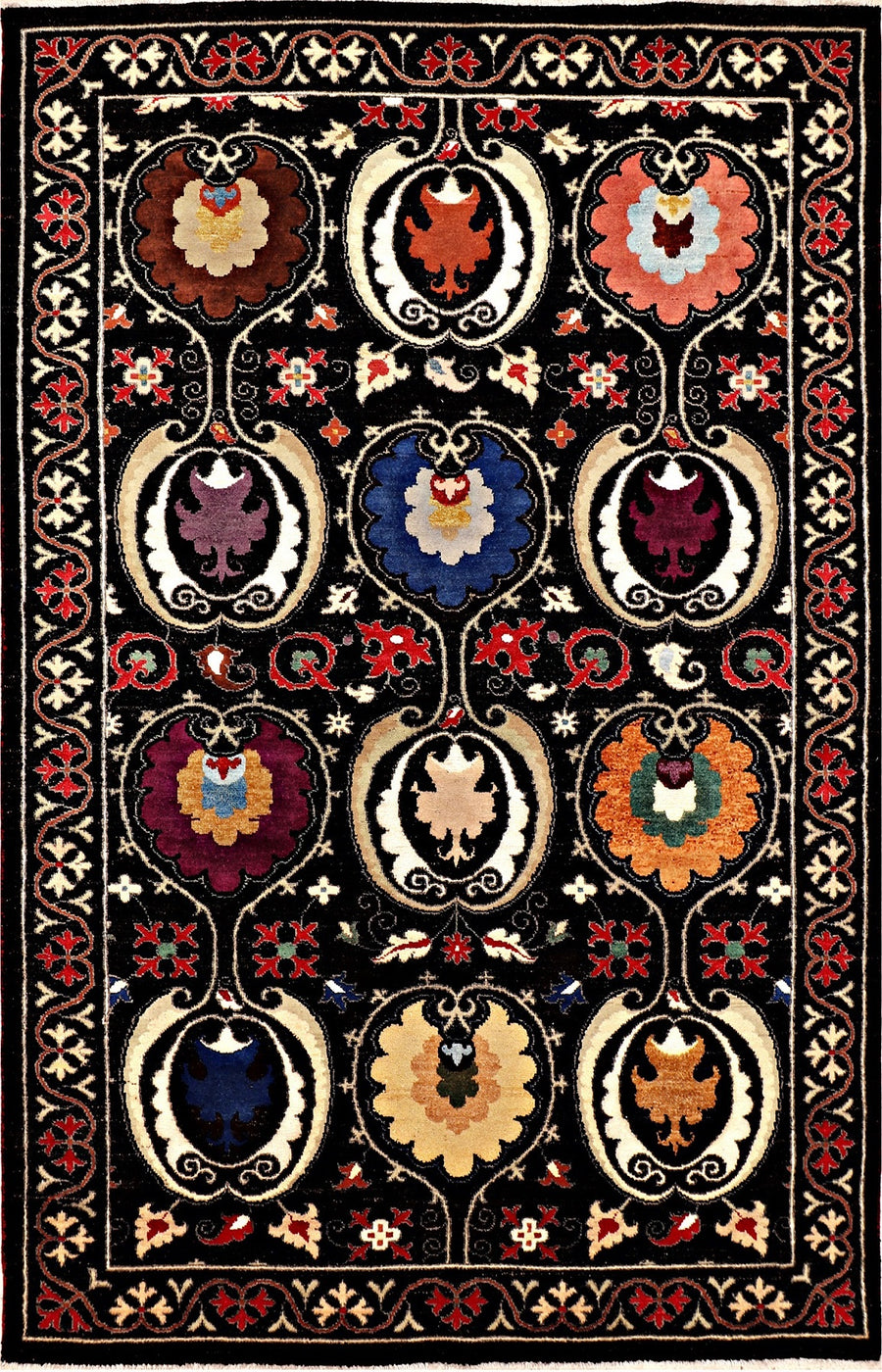 Vintage Handcrafted Suzzani Rug - Karawan, a testament to cultural artistry.