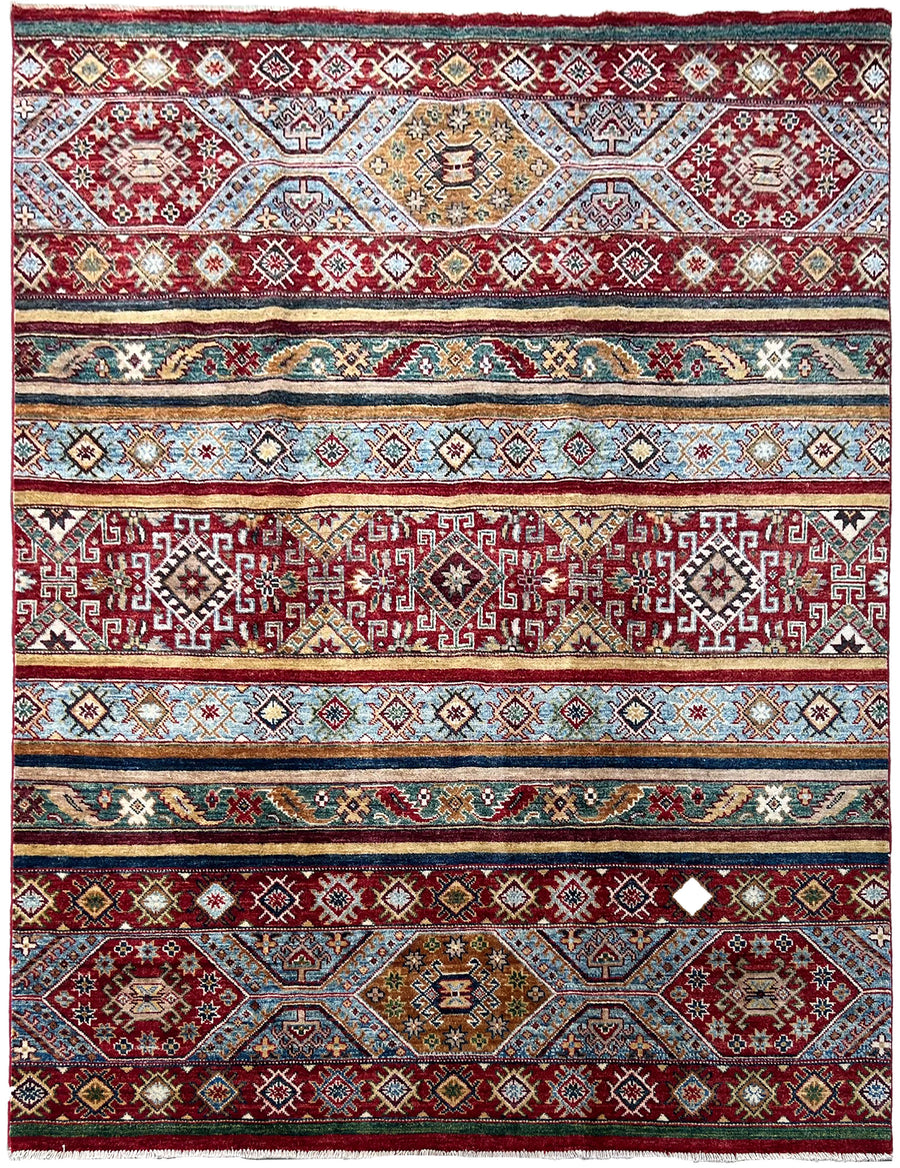 Hand-Knotted 5 x 7ft Afghan Mix Rug - Khorjin, a blend of heritage and elegance.