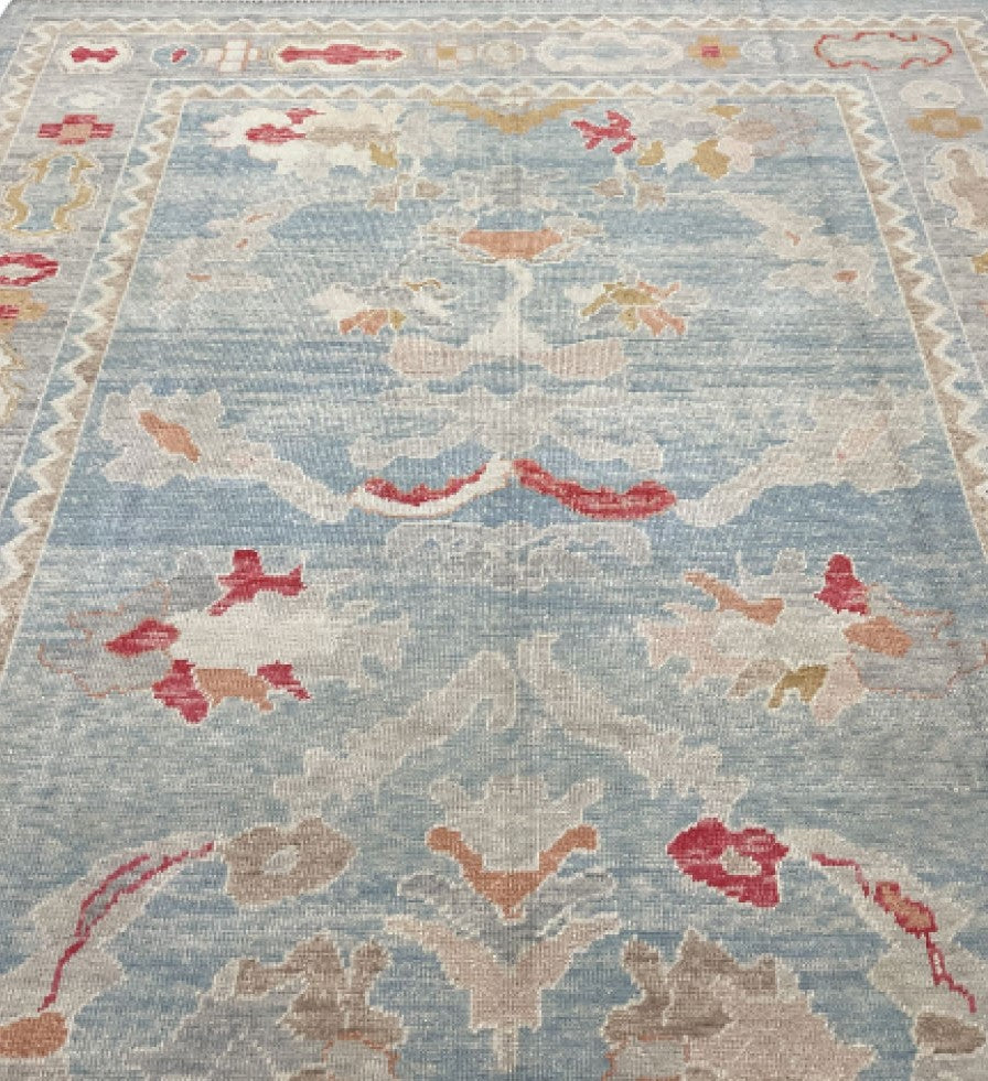 Vintage Hand-Knotted Oushak Rug - Sea Breeze, a symbol of serene elegance.