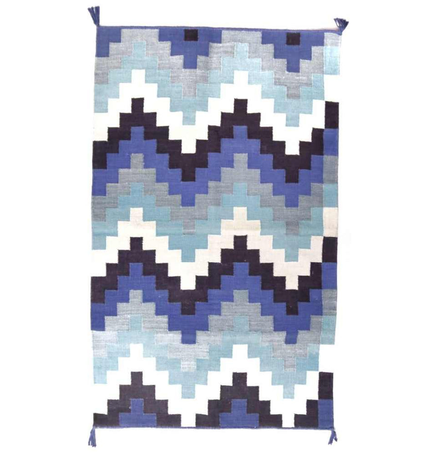 Mosaic Blue Dhurrie Rug - an artful expression of color and design.
