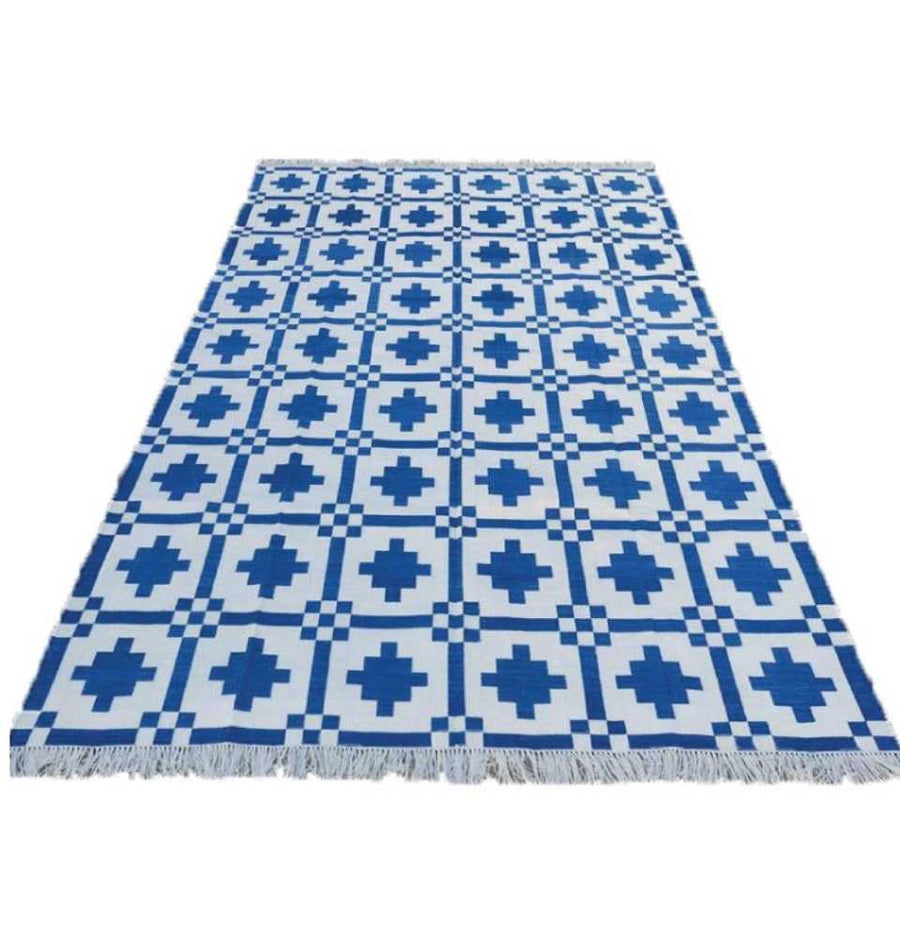 Khes Tile Dhurrie Rug - a fusion of traditional tile motifs and modern design.