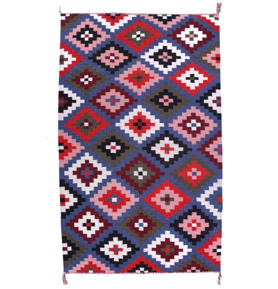 Multi Diamond Dhurrie Rug - a fusion of geometry and vibrant hues.